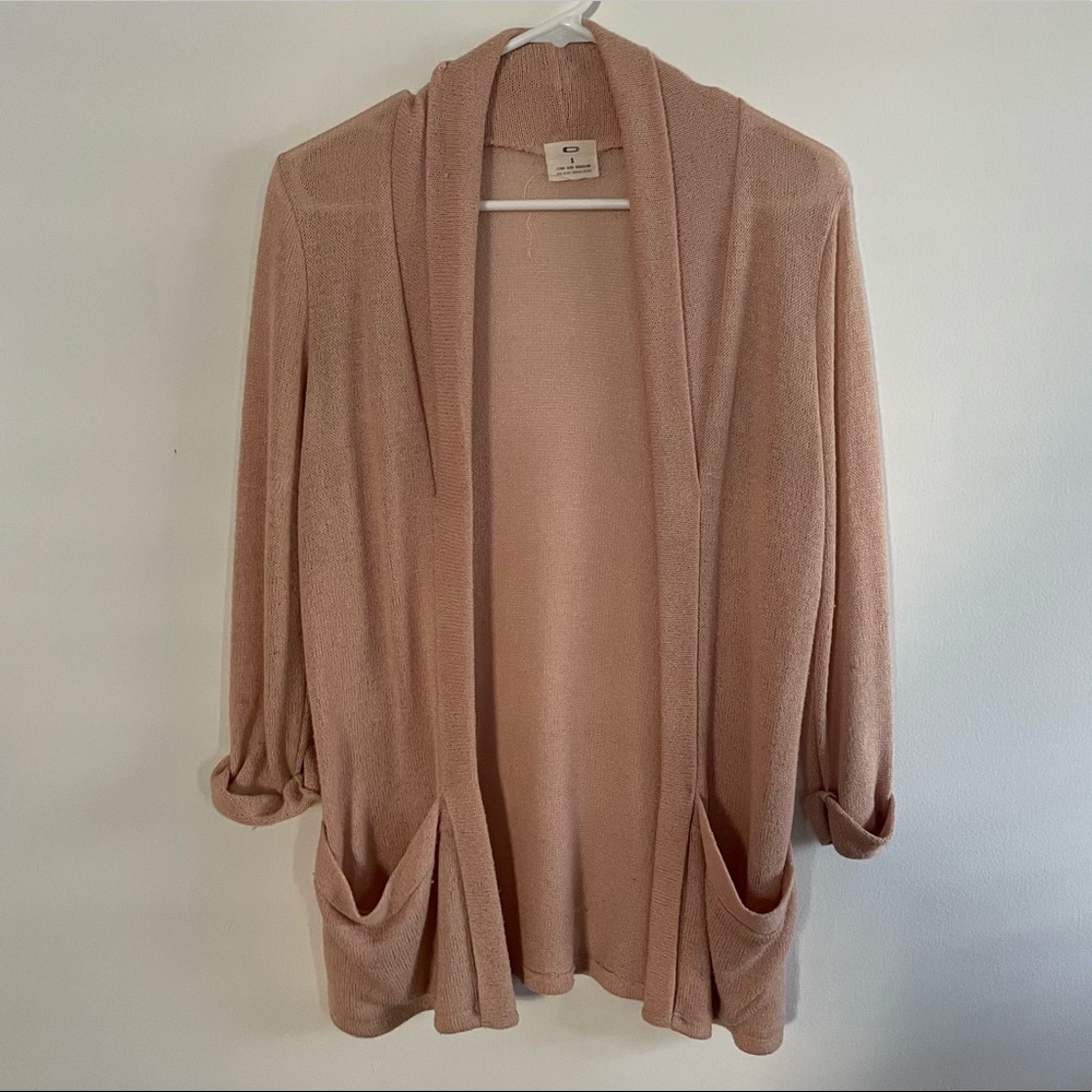 UO Pins + Needles Light Pink Cardigan